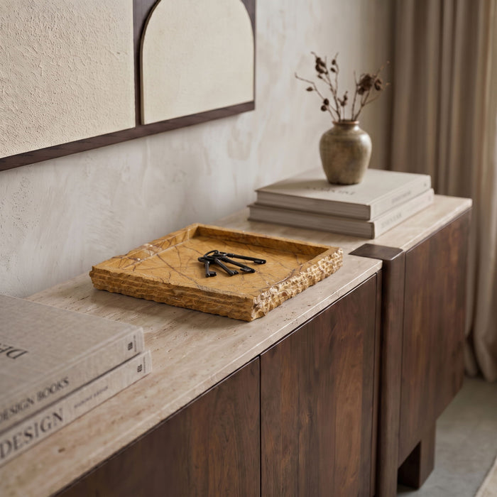 Meridian Furniture genuine marble tray with sleek, polished surface ideal for serving or decorative use.