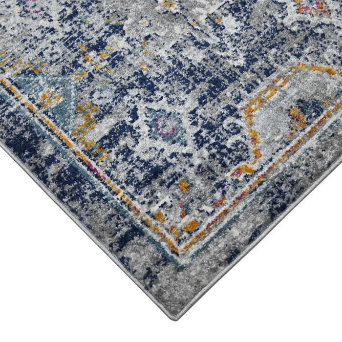 9' x 12' Geometric Power Loom Area Rug - Blue And Orange