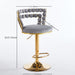 Set of 2 Giga modern bar stools with iron tube legs, soft cushions, and comfortable backrests for stylish seating.
