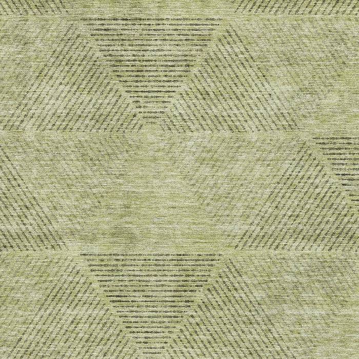 10' X 14' Transitional Geometric Washable Area Rug With UV Protection - Artichoke Green
