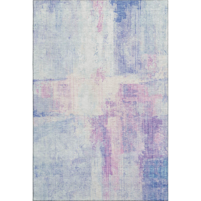 10' X 14' Abstract Washable Area Rug With UV Protection (700451) - Sky Blue / Ivory