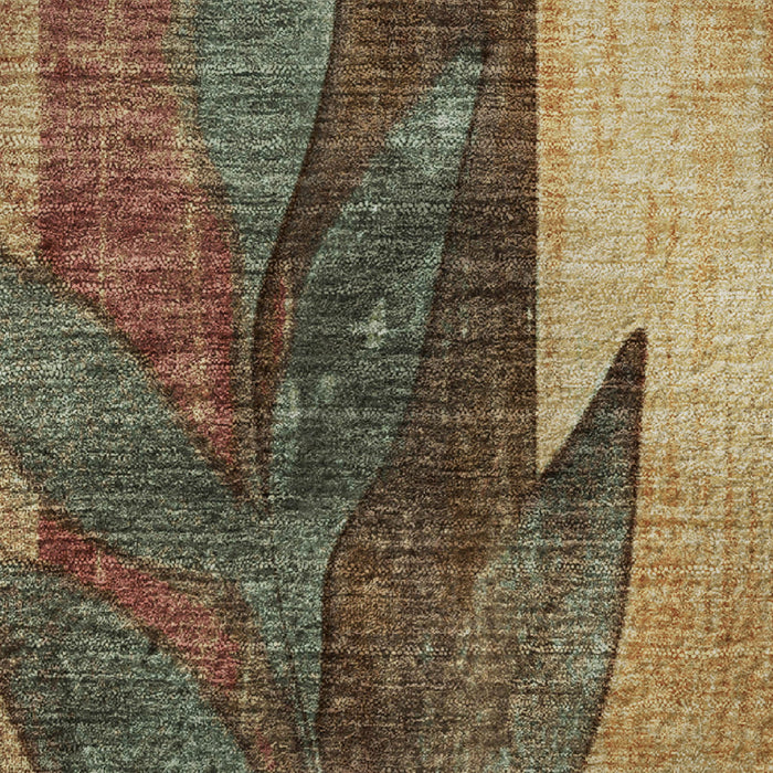 10' X 14' Floral Washable Area Rug With UV Protection (706403) - Wheat / Merlot