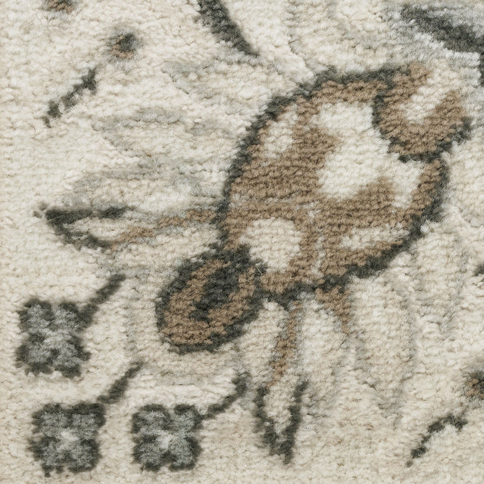 10' X 14' Floral Distressed Area Rug (573760) - Ivory
