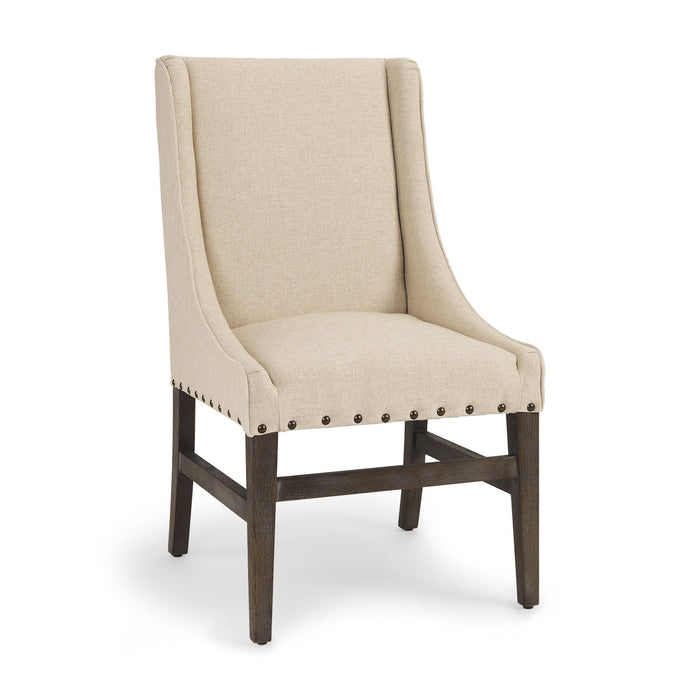 Upholstered Linen Solid Wood Dining Side Chair - Brown