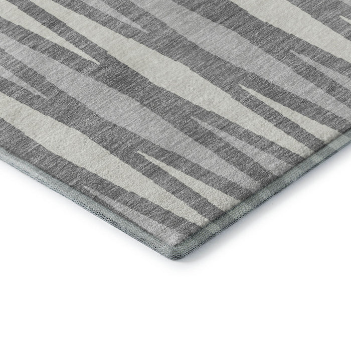10' X 14' Geometric Washable Area Rug With UV Protection (670051) - Gray / Ivory