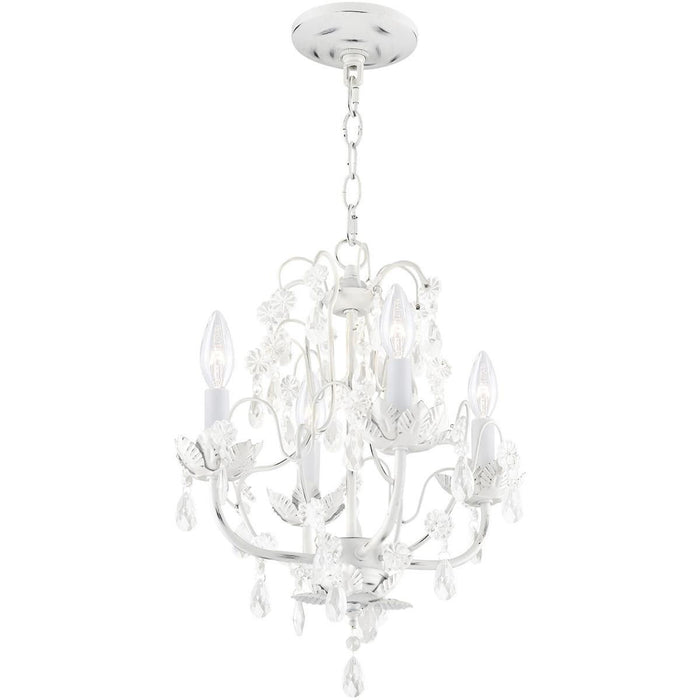 18" Four Light Dimmable Chandelier With Shades - Antiqued White