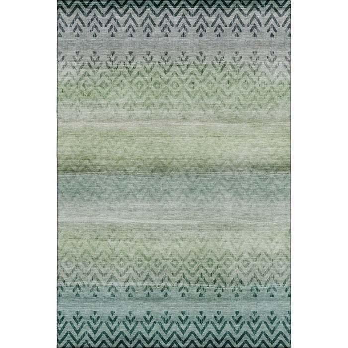 10' X 14' Geometric Washable Area Rug With UV Protection (715663) - Teal / Gray