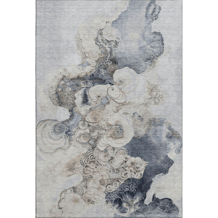 10' X 14' Abstract Washable Area Rug With UV Protection (706103) - Gray / Blue