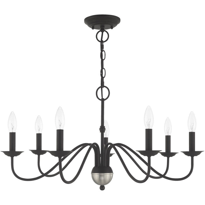 16" Seven Light Dimmable Chandelier With Shades - Black
