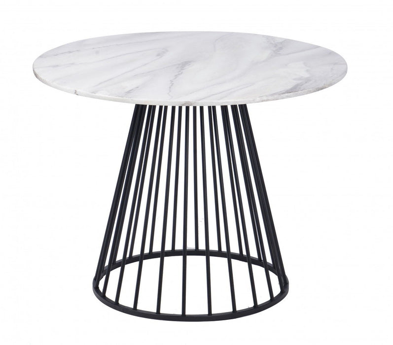 43" Rounded Metal Pedestal Base Dining Table - Black / White