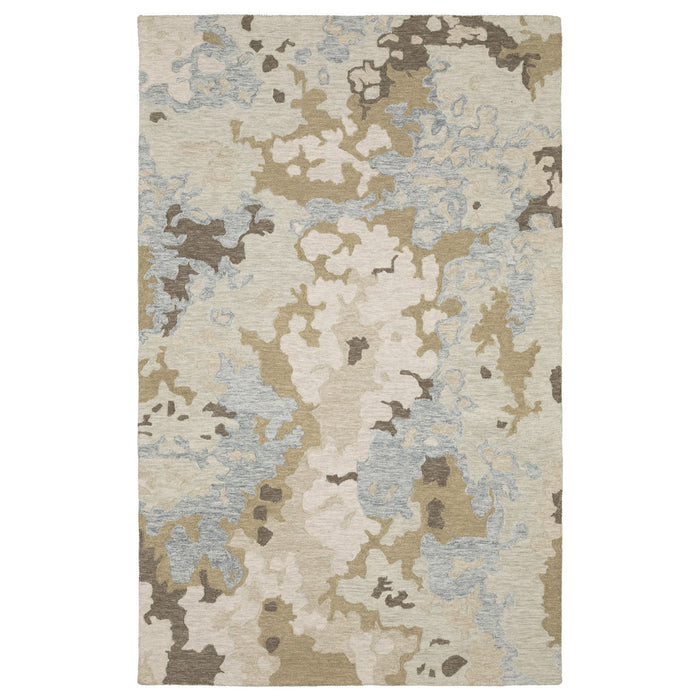 8' X 10' Wool Abstract Hand Tufted Area Rug - Beige And Blue
