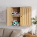 Giga wall-mounted bathroom medicine cabinet with double doors, vertical grooved oak design, ideal for modern bathroom storage
