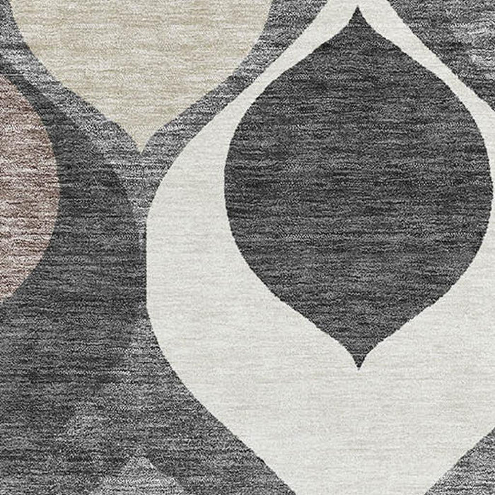 10' X 14' Ogee Washable Area Rug With UV Protection - Gray