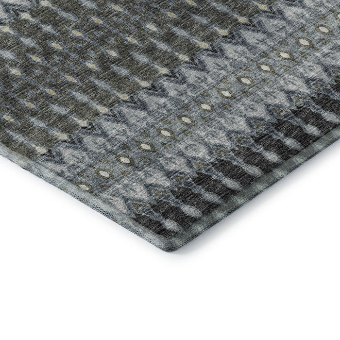 9' X 12' Tribal Distressed Washable Area Rug With UV Protection (643796) - Midnight / Gray