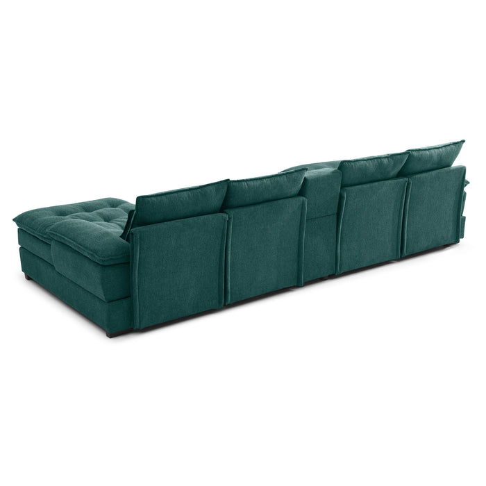 Contemporary U Shaped Sofa With Console And Cupholders