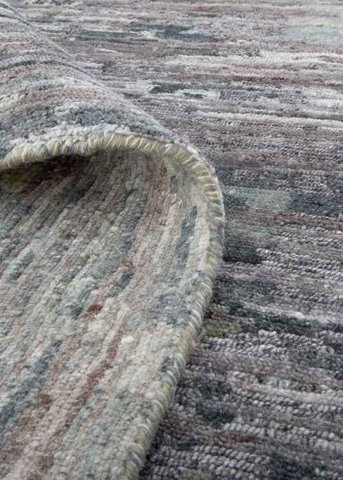 9' x 12' Wool Abstract Hand Knotted Area Rug - Blue And Gray