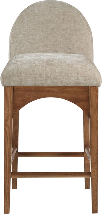 Waldorf - Chenille Stool With Brown Legs