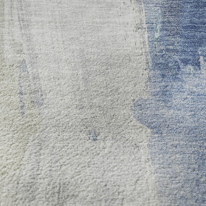 10' X 14' Abstract Washable Area Rug With UV Protection (710214) - Denim Blue / Gray / Ivory