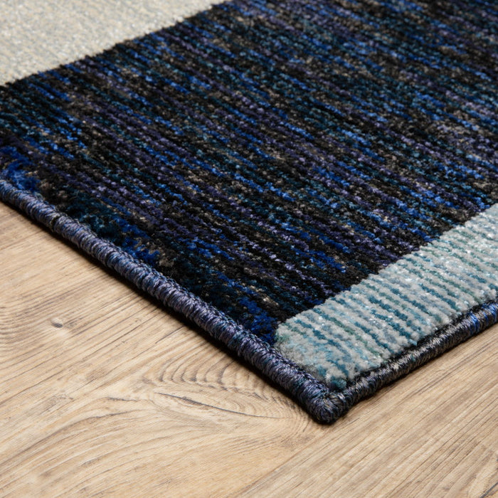 8' x 11' Geometric Power Loom Area Rug - Blue Gray Charcoal And Purple