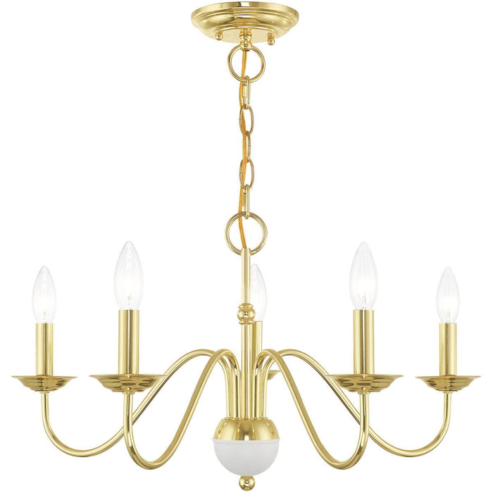 13" Five Light Dimmable Chandelier With Shades - Brass