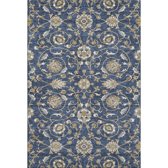 10' X 14' Moroccan Washable Area Rug With UV Protection (686819) - Navy Blue / Beige / Ivory