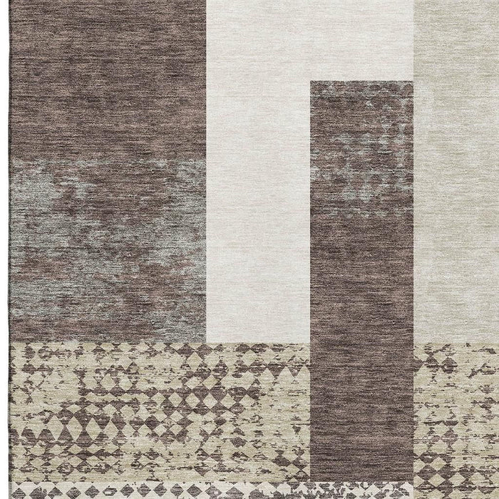 10' X 14' Geometric Washable Area Rug With UV Protection (674922) - Brown / Ivory / Beige