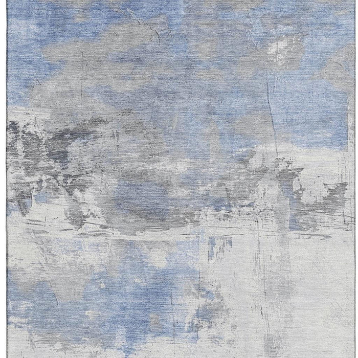 10' X 14' Abstract Washable Area Rug With UV Protection (697170) - Denim Blue / Gray / Ivory