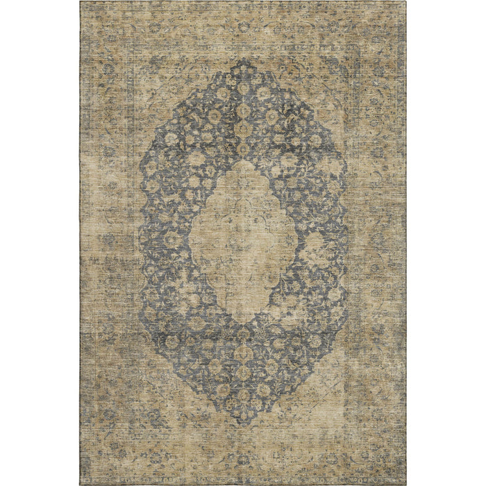 10' X 14' Medallion Washable Area Rug With UV Protection (696302) - Charcoal / Gray / Beige