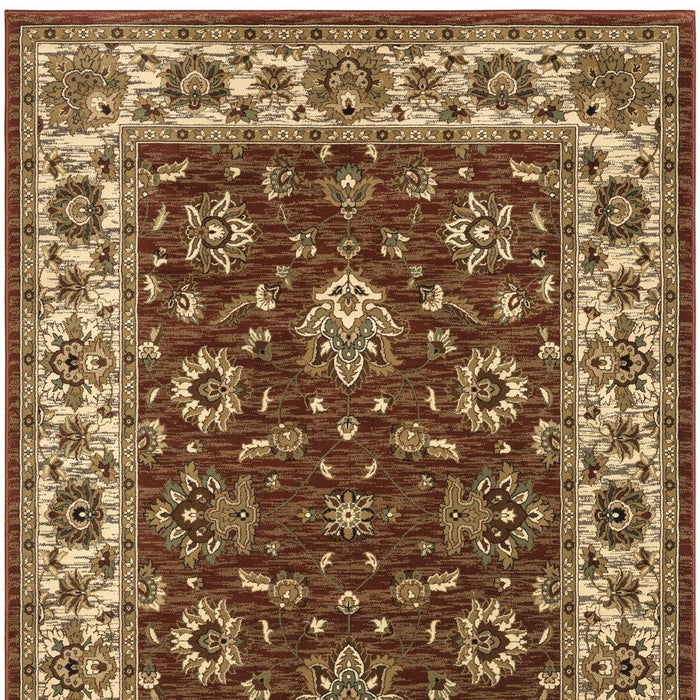 8' X 11' Floral Area Rug (574426) - Red / Ivory