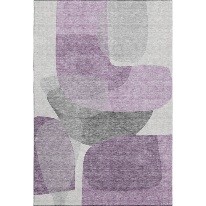 10' X 14' Abstract Washable Area Rug With UV Protection (718569) - Purple / Charcoal