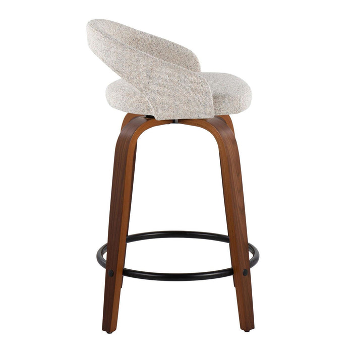 Grotto - 31" Upholstered Fixed-Height Counter Stool (Set of 2) - Walnut Wood Base