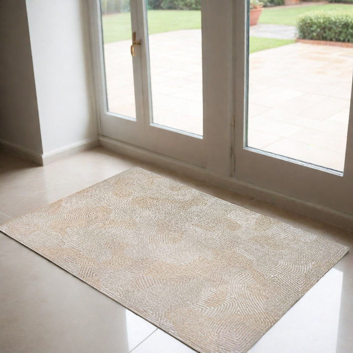 3' x 5' Abstract Non Skid Area Rug - Beige And White