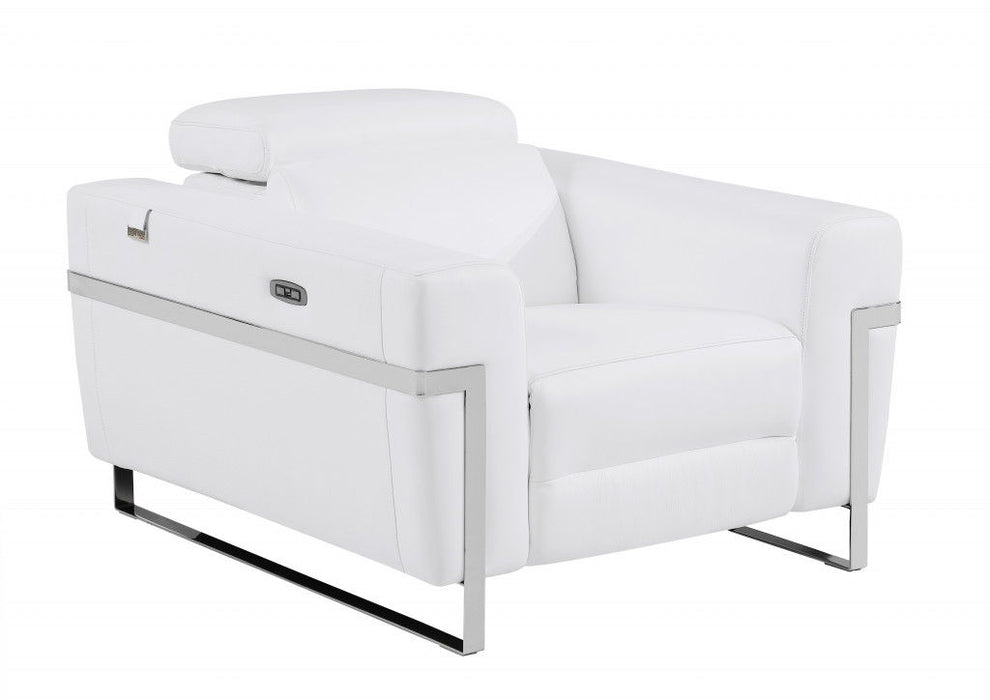 Leather Power Recliner Chair - White