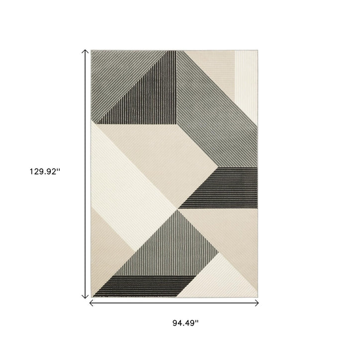 8' X 11' Geometric Area Rug (576136) - Ivory / Black