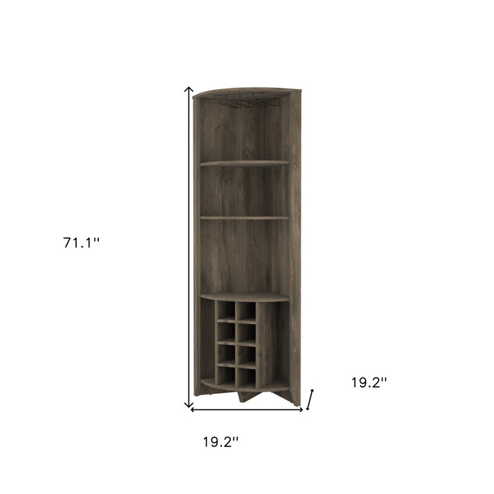 71" Wood Corner Bar Cabinet - Gray