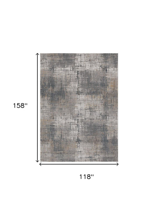 10' x 13' Abstract Area Rug - Ivory Navy And Gray