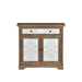 Giga accent cabinet with carved floral panels, featuring drawers and double doors in antique brown and white finish.