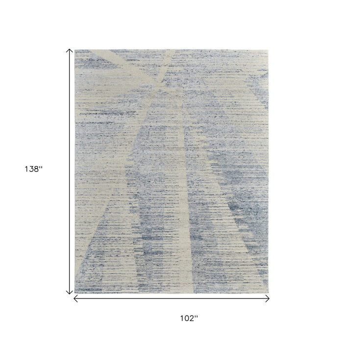 8' X 12' Abstract Hand Knotted Distressed Area Rug - Ivory