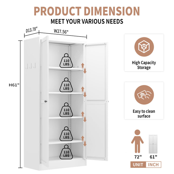 White Giga kitchen pantry cabinet with adjustable shelves and heavy-duty design, perfect for versatile kitchen storage.