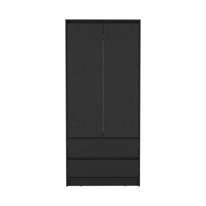 71" Transitional Wood Two Door Two Drawer Combo Dresser - Black
