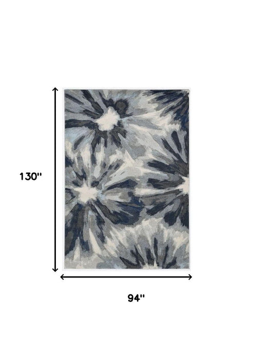 8' x 11' Machine Woven Oversized Floral Indoor Area Rug - Ivory Blue