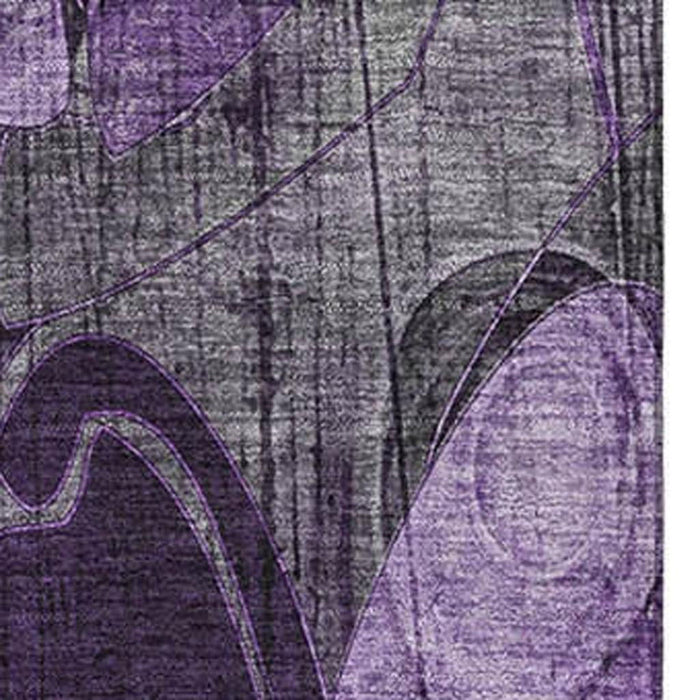 10' X 14' Abstract Distressed Washable Area Rug With UV Protection (649000) - Purple / Ivory
