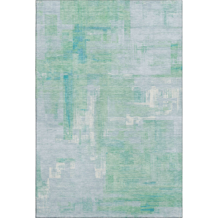10' X 14' Abstract Washable Area Rug With UV Protection (693102) - Sky Blue / Ivory / Teal