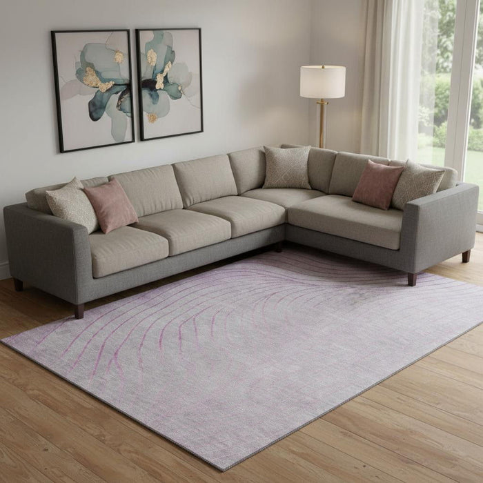 10' X 14' Abstract Washable Area Rug With UV Protection (718091) - Blush / Linen