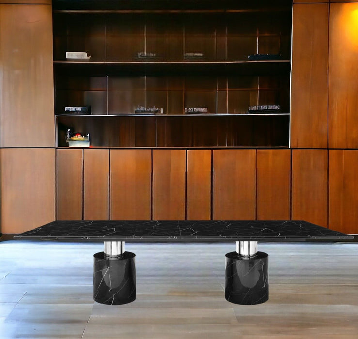 120" Marble Double Pedestal Base Dining Table - Black