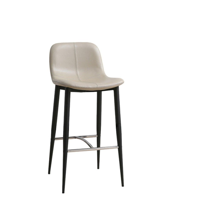 Faux Leather Metal Low Back Counter Height Bar Chair - Sand / Black