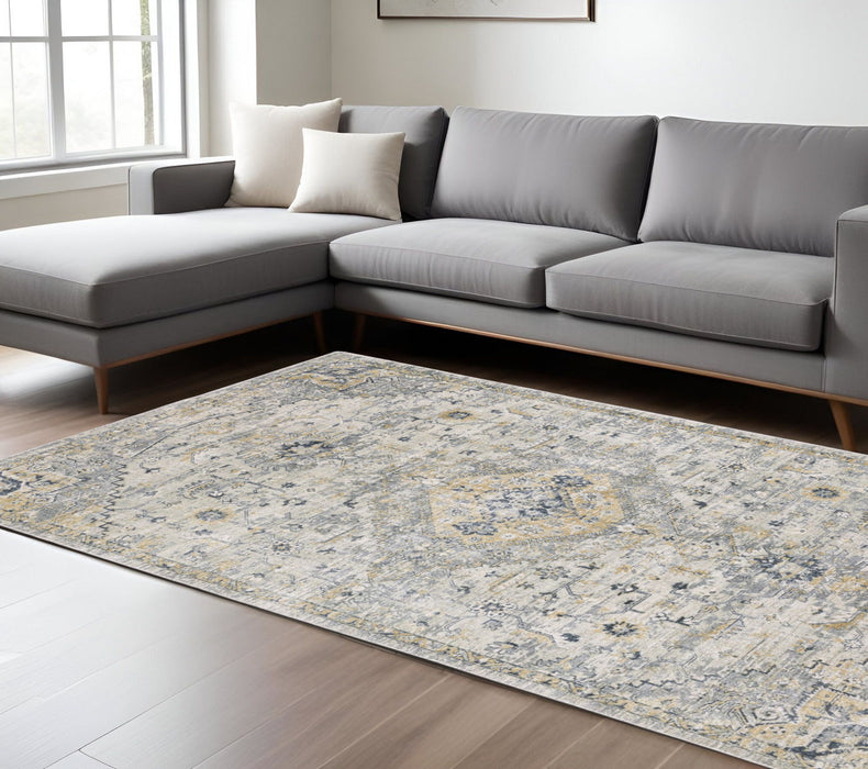 6' X 9' Medallion Hand Tufted Area Rug - Gray / Gold