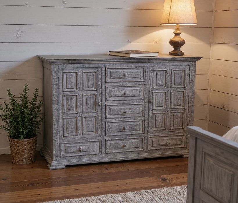 Solid Wood Seven Drawer Gentlemans Chest - Gray