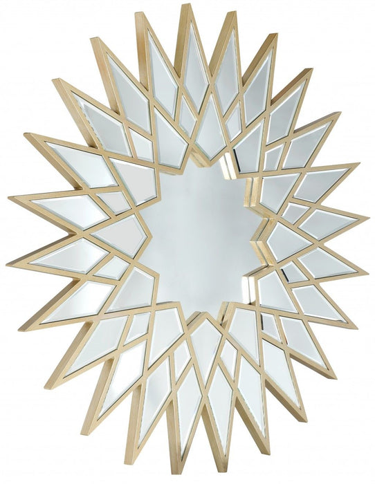 34" Sunburst Metal Framed Accent Mirror - Gold