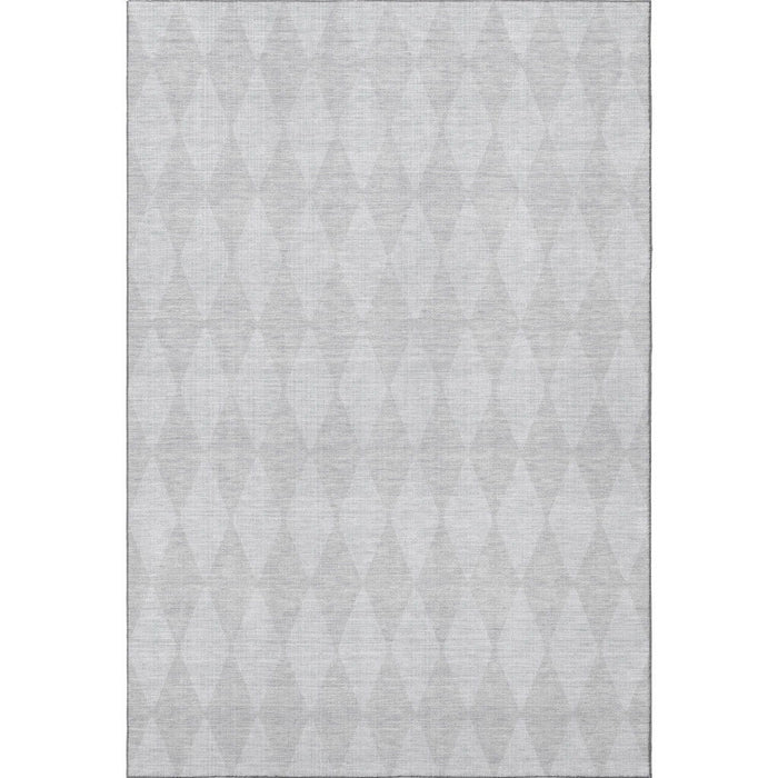 10' X 14' Diamond Washable Area Rug With UV Protection (650104) - Pewter / Ivory